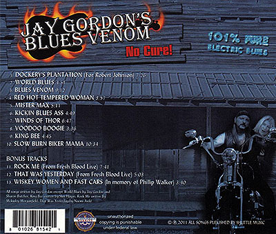 jay gordon blues venon no cure backcover